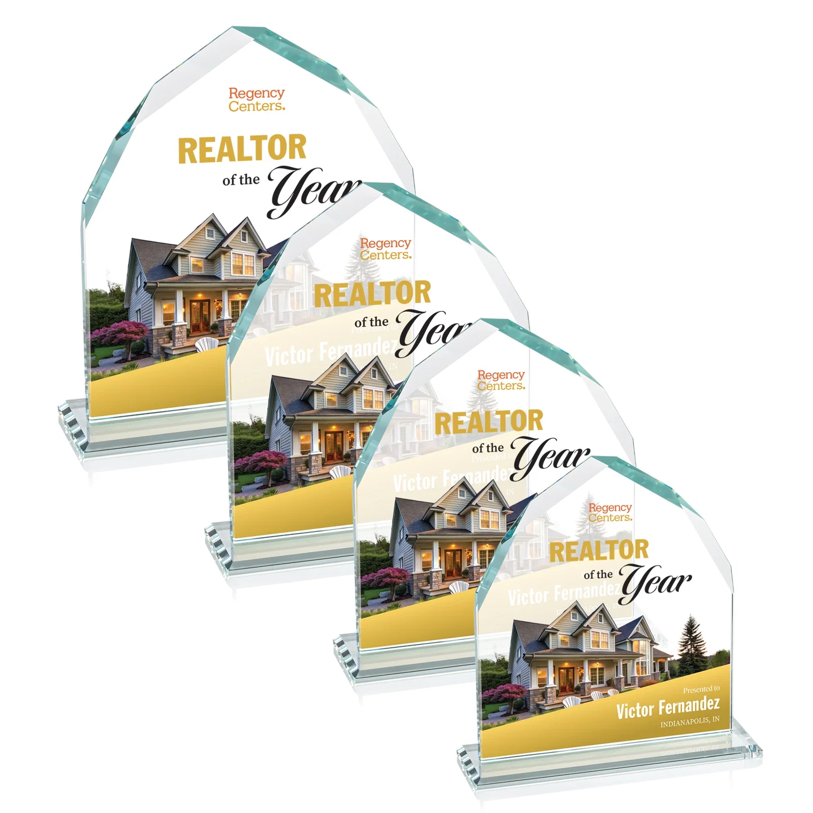 Branded Starfire Crystal Upright Award with Bevels on Front and Back, awards for retirement presentations