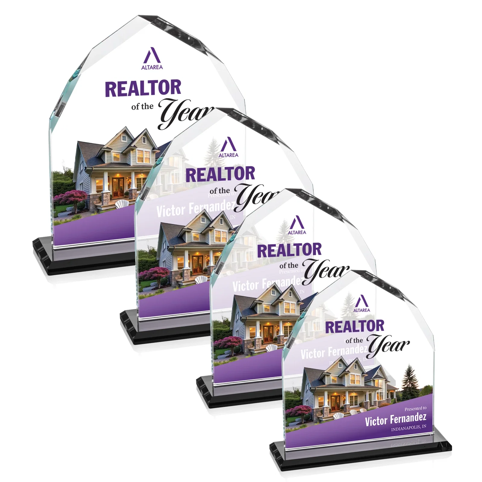 Custom printed Starfire Crystal Upright Award with Bevels on Front and Back, awards for graduation ceremonies