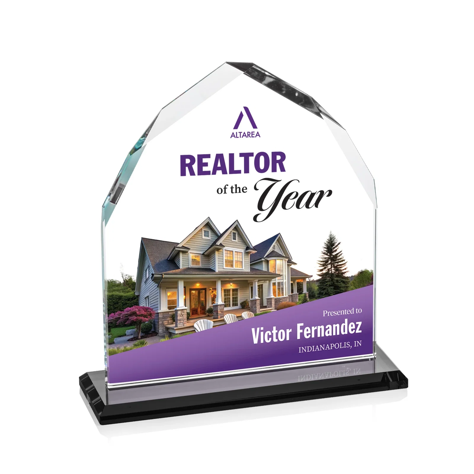 Custom printed Starfire Crystal Upright Award with Bevels on Front and Back, awards for safety achievement programs
