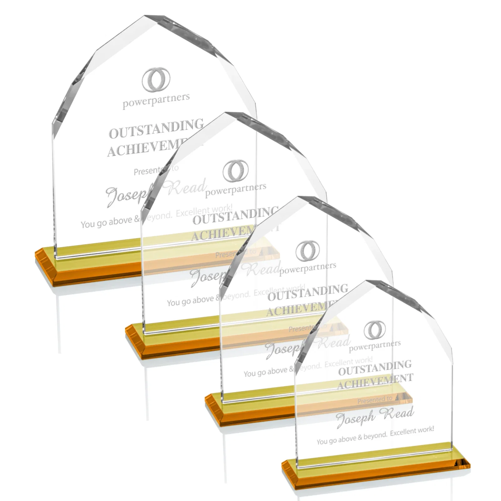 Custom Starfire Crystal Upright Award with Bevels on Front and Back, awards for team milestone celebrations