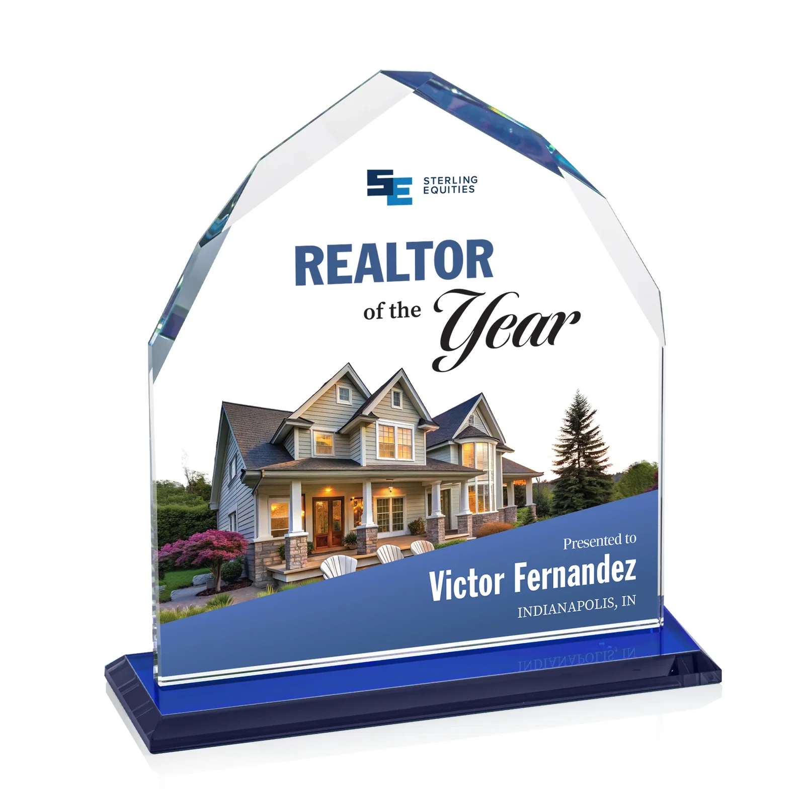 Customized Starfire Crystal Upright Award with Bevels on Front and Back, awards for sales achievement awards