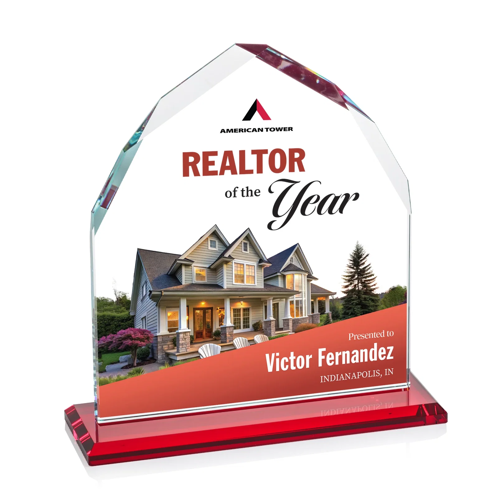 Customized Starfire Crystal Upright Award with Bevels on Front and Back, awards for safety achievement programs