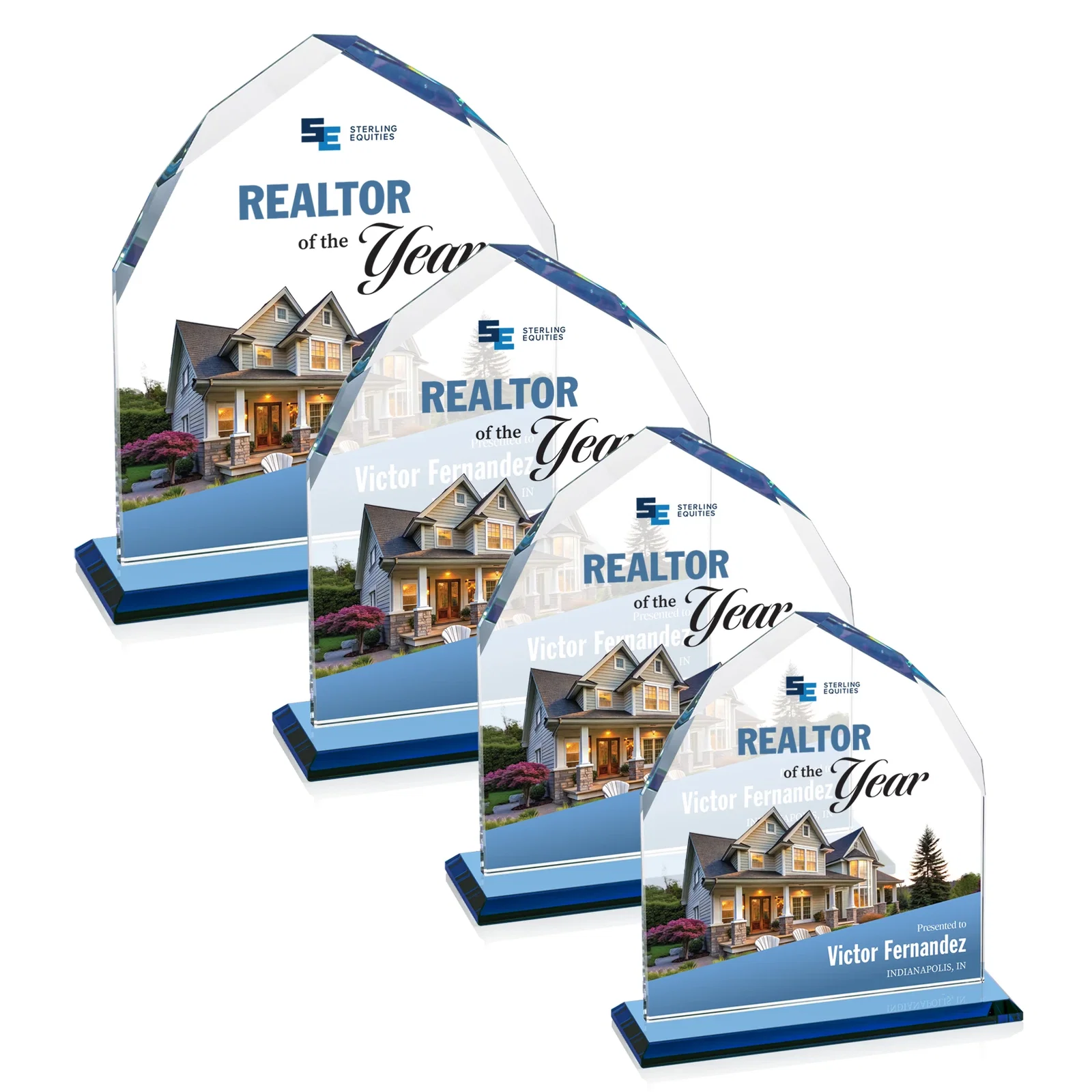 Customized Starfire Crystal Upright Award with Bevels on Front and Back, awards for dealer and partner awards