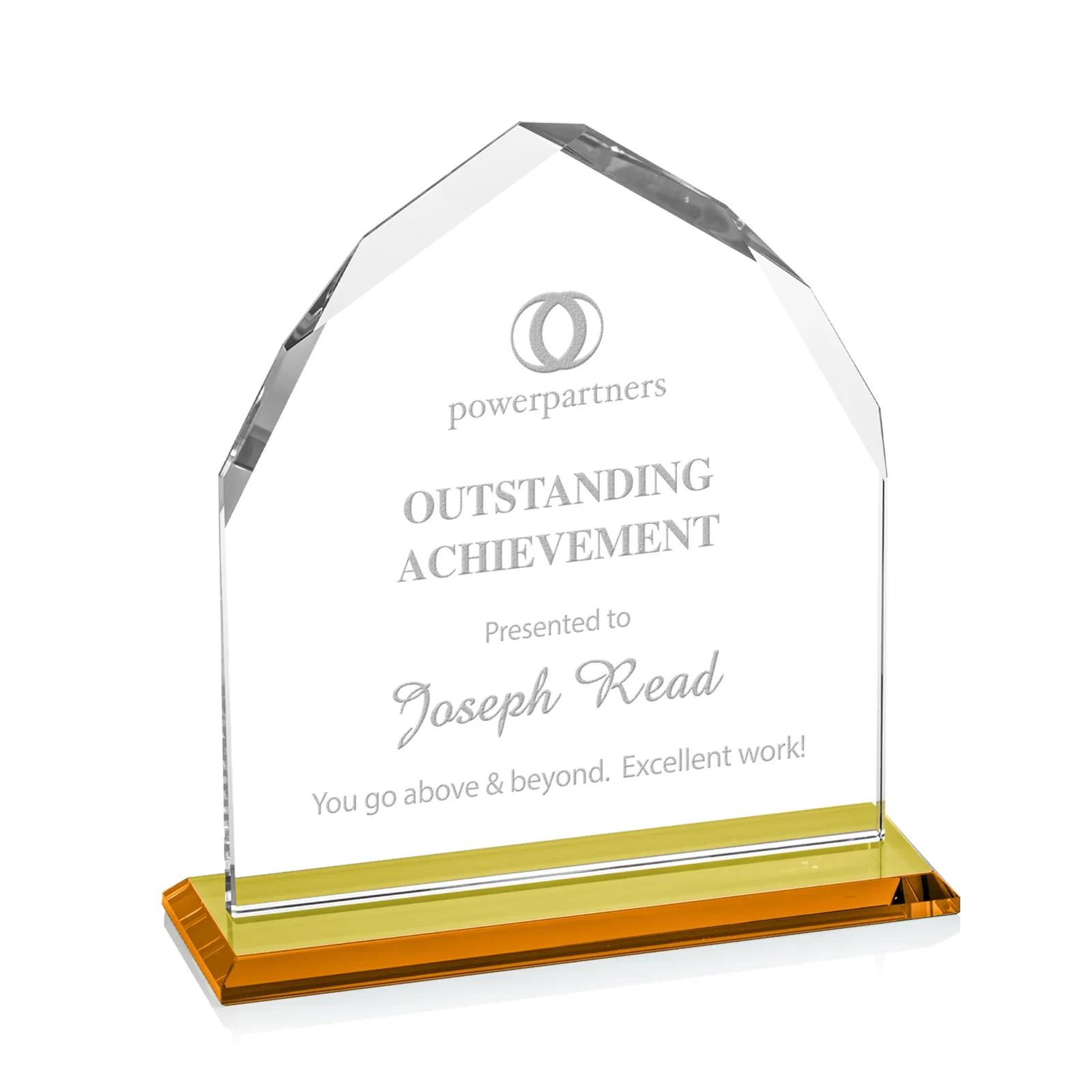 Custom Starfire Crystal Upright Award with Bevels on Front and Back, awards for graduation ceremonies