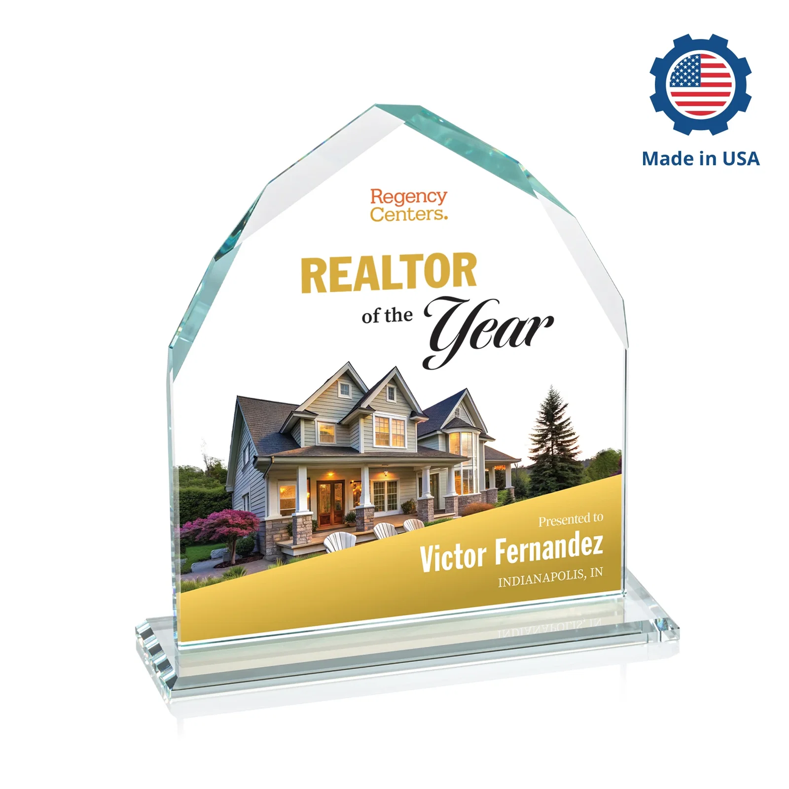 Custom Starfire Crystal Upright Award with Bevels on Front and Back, awards, with your logo for service anniversary gifts