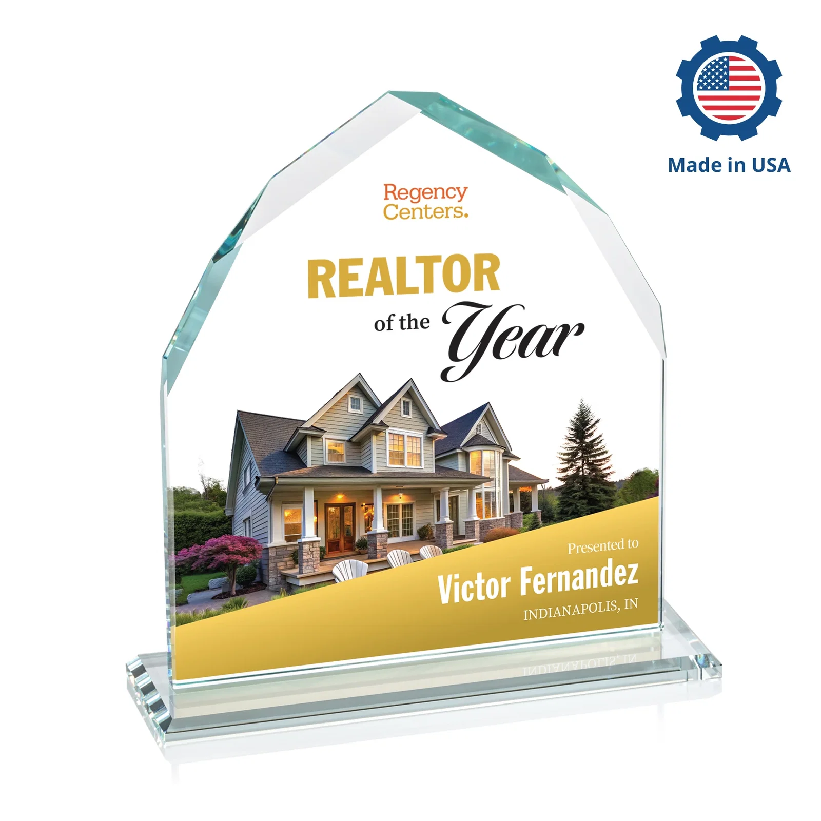 Custom Starfire Crystal Upright Award with Bevels on Front and Back, awards, with your logo for sales achievement awards