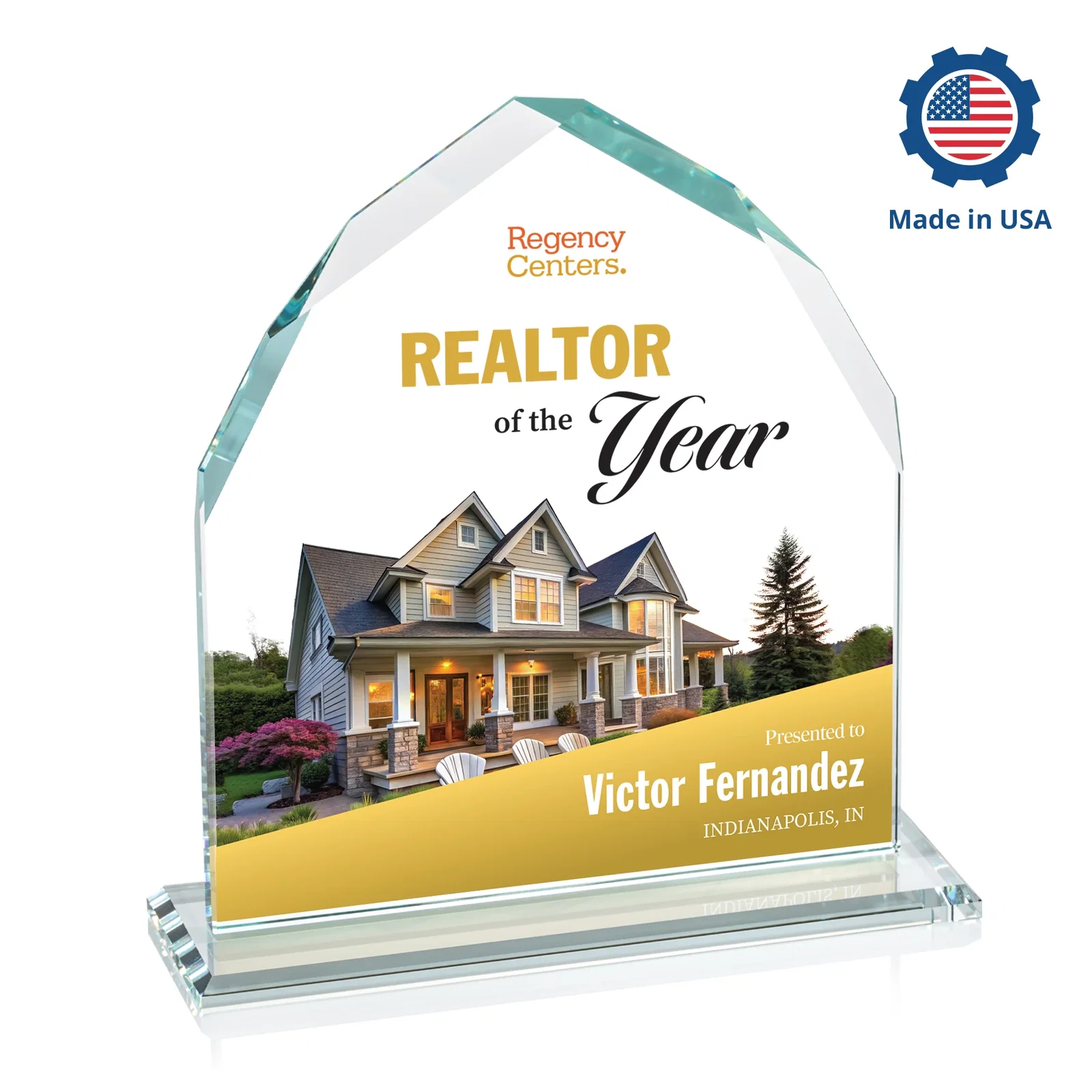 Custom Starfire Crystal Upright Award with Bevels on Front and Back, awards, with your logo for retirement presentations