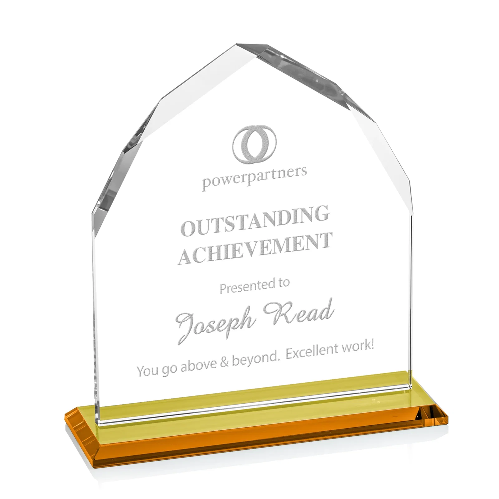 Custom Starfire Crystal Upright Award with Bevels on Front and Back, awards for safety achievement programs