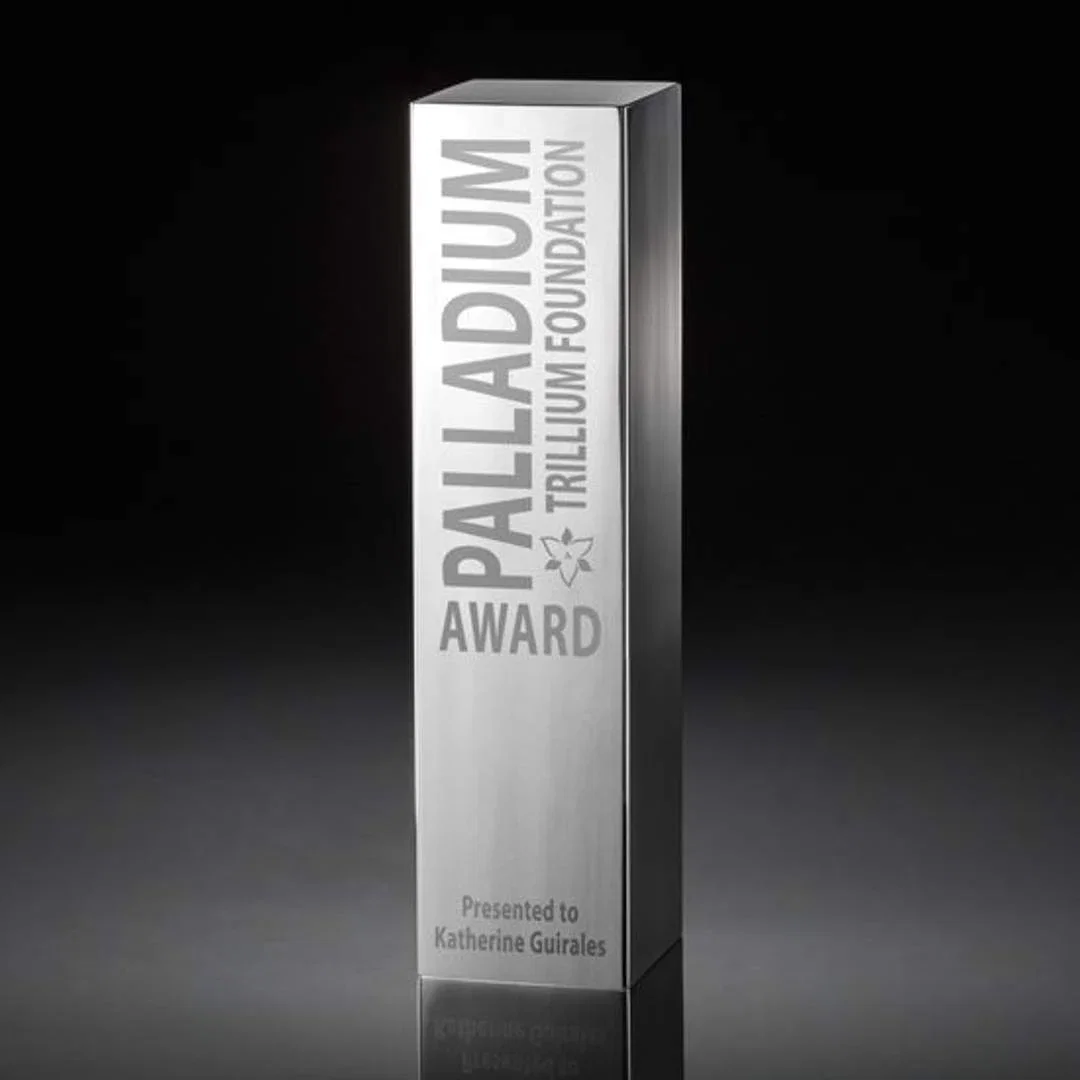 Custom Solid Aluminum Pillar Award With Laser-Engraved Mirror Line for employee recognition