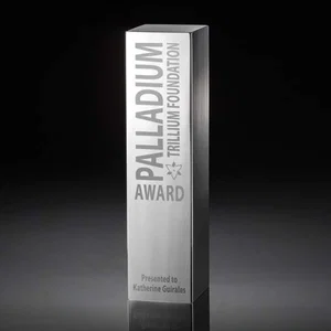 Solid Aluminum Pillar Award With Laser-Engraved Mirror Line
