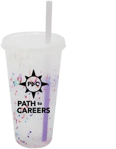 Mood 26 oz. Rainbow Confetti Tumbler with Lid and Straw