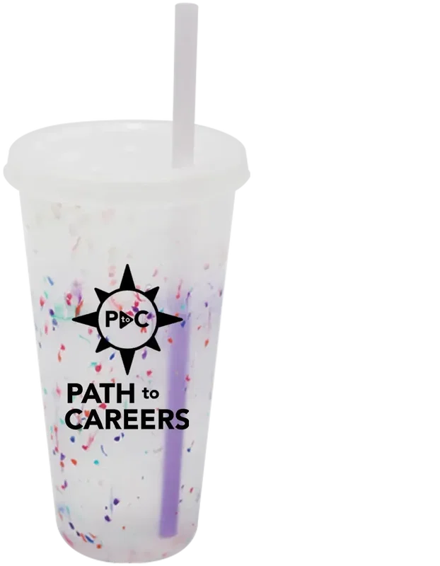 Mood 26 oz. Rainbow Confetti Tumbler with Lid and Straw