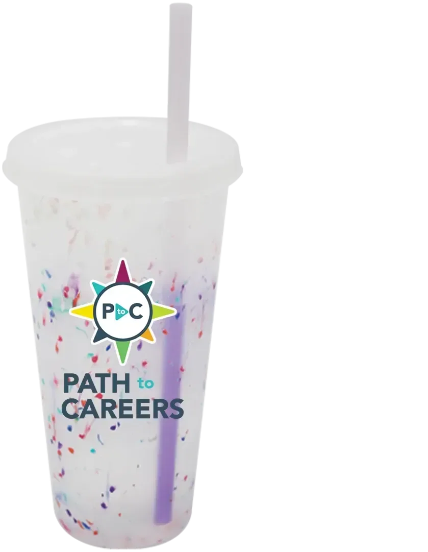 Mood 26 oz. Rainbow Confetti Tumbler with Lid and Straw — view 4