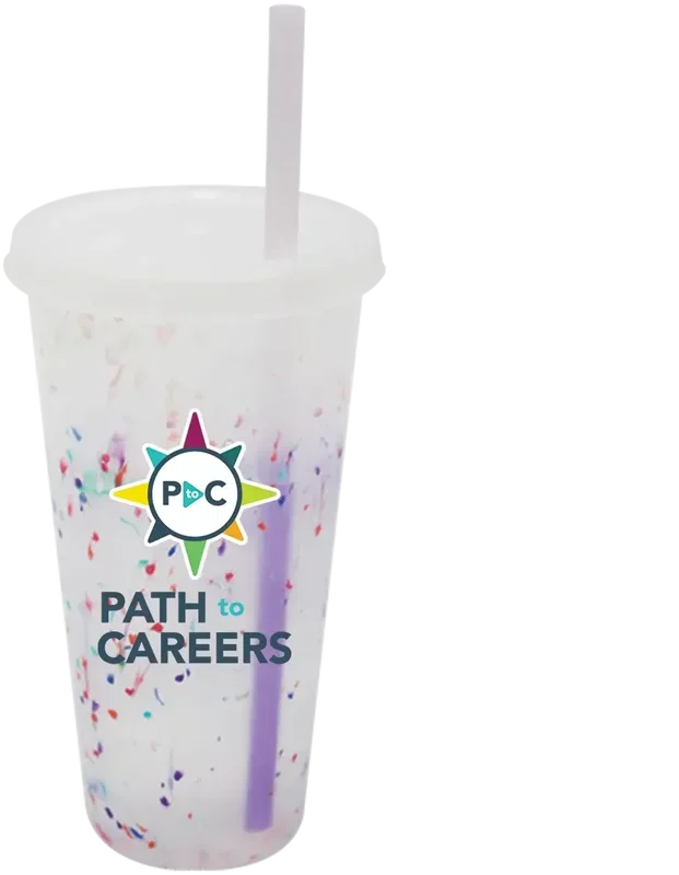Mood 26 oz. Rainbow Confetti Tumbler with Lid and Straw — view 4