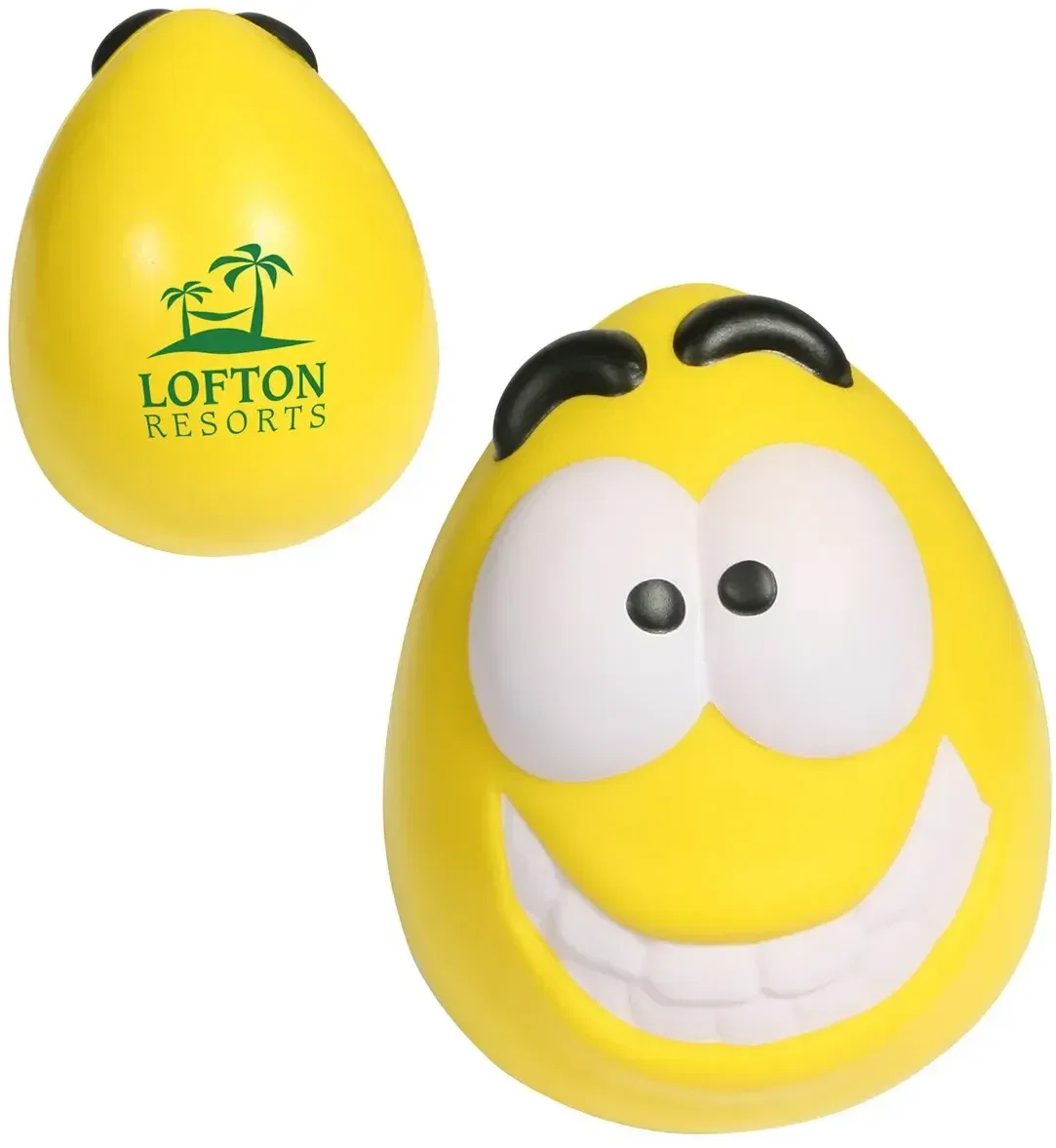 Smiling Mood Maniac wobbler stress reliever with custom logo, promotional branded desk toy