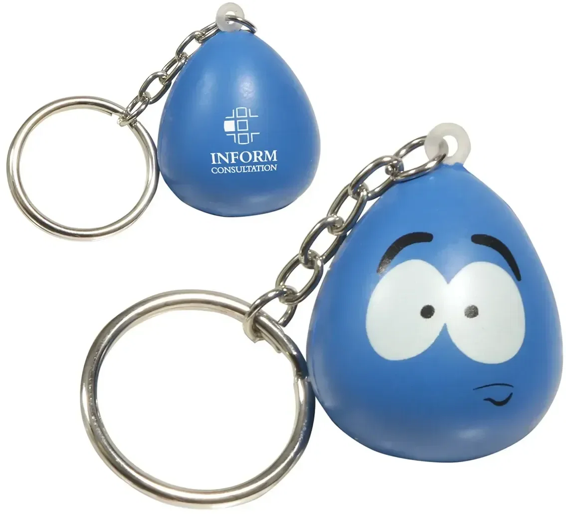 Custom Mood Maniac Stress Reliever Keychain, promotional foam squeeze toy on a branded key ring