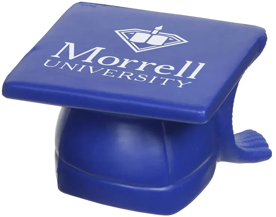 Close-up of the graduation cap promotional stress reliever squeeze toy detail