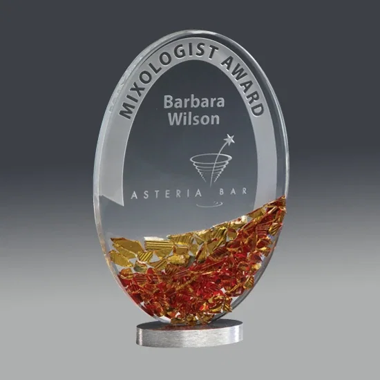 Custom Glass Mosaic Award With Glow-Through Starfire Crystal Core for corporate award ceremonies