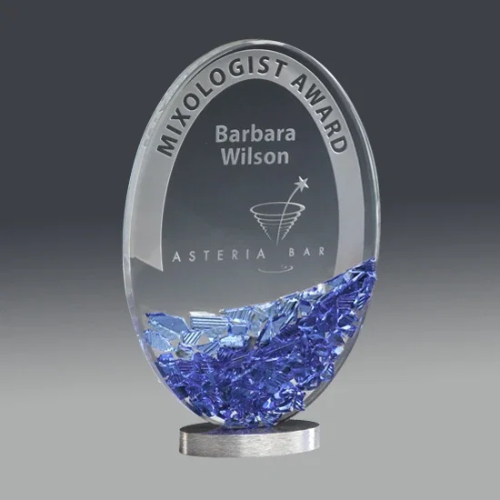 Custom Glass Mosaic Award With Glow-Through Starfire Crystal Core for service anniversary gifts
