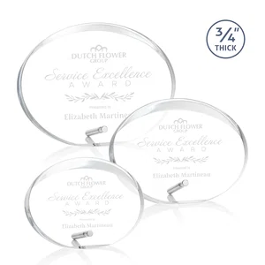 Oval Acrylic Award with Beveled Top Half and Metal Pin
