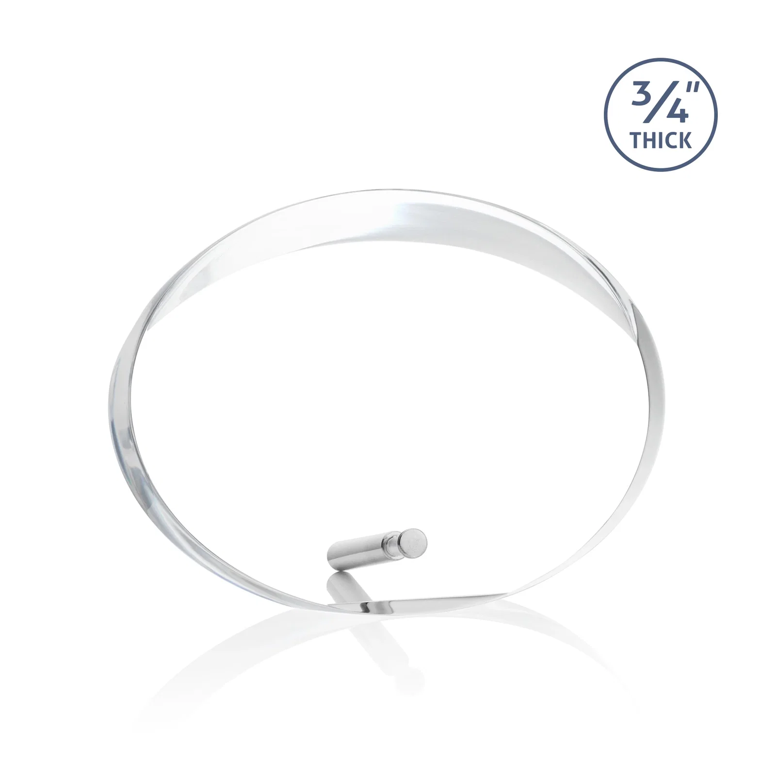 Personalized Oval Acrylic Award with Beveled Top Half and Metal Pin for retirement presentations