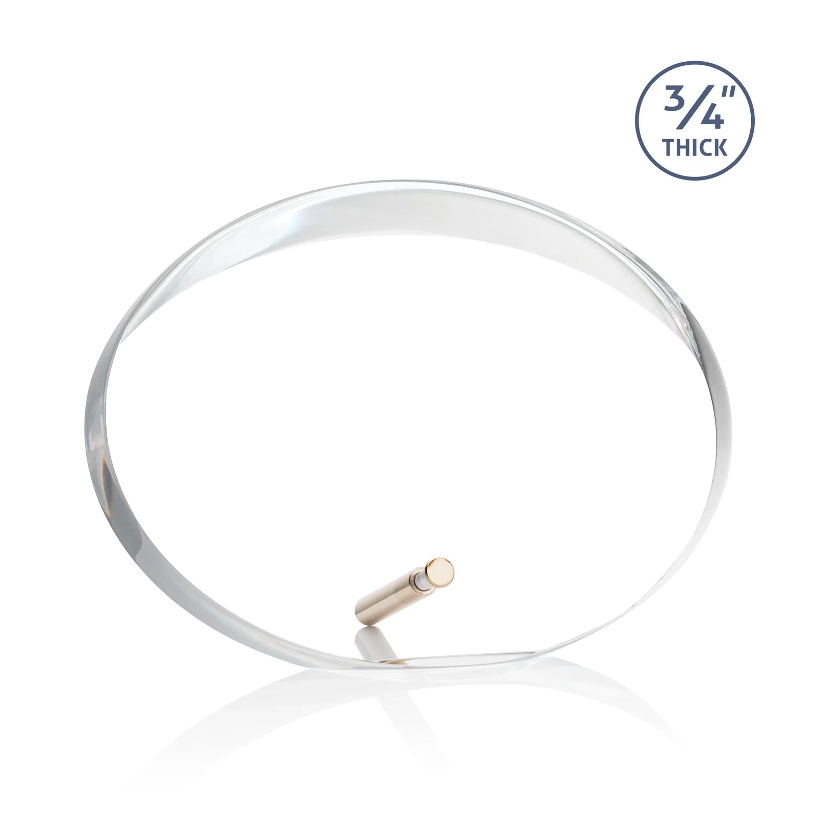 Personalized Oval Acrylic Award with Beveled Top Half and Metal Pin for volunteer appreciation