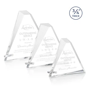 Acrylic Pyramid Award with Deep Facets and Corner Pin
