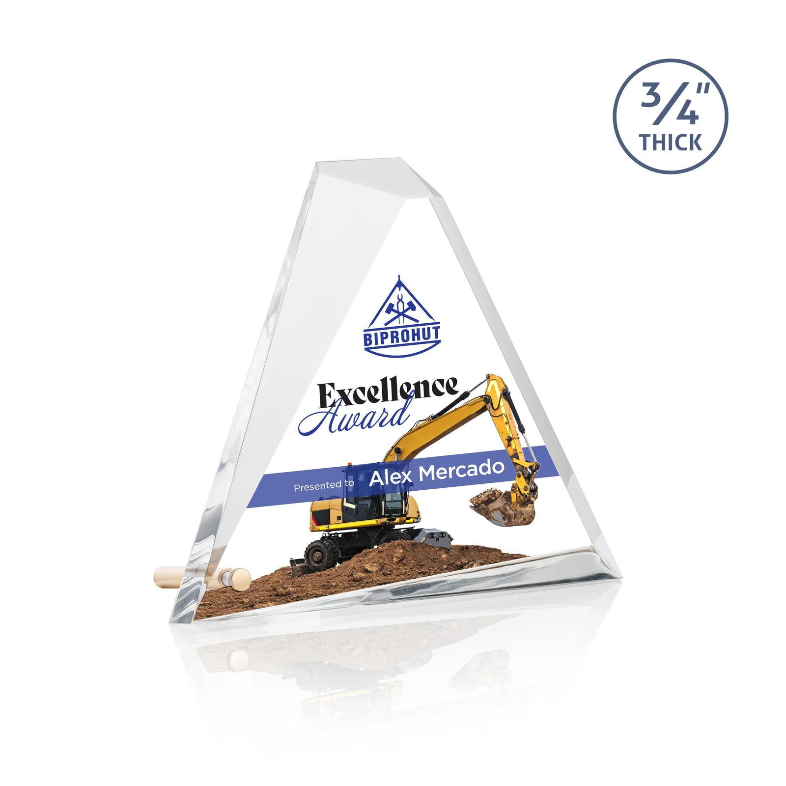 Custom Acrylic Pyramid Award with Deep Facets and Corner Pin for dealer and partner awards