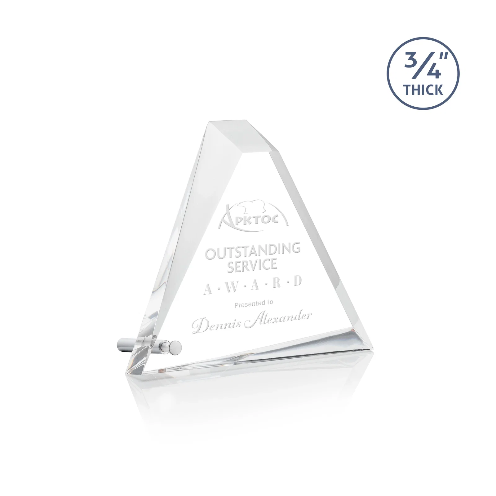Custom Acrylic Pyramid Award with Deep Facets and Corner Pin for corporate award ceremonies