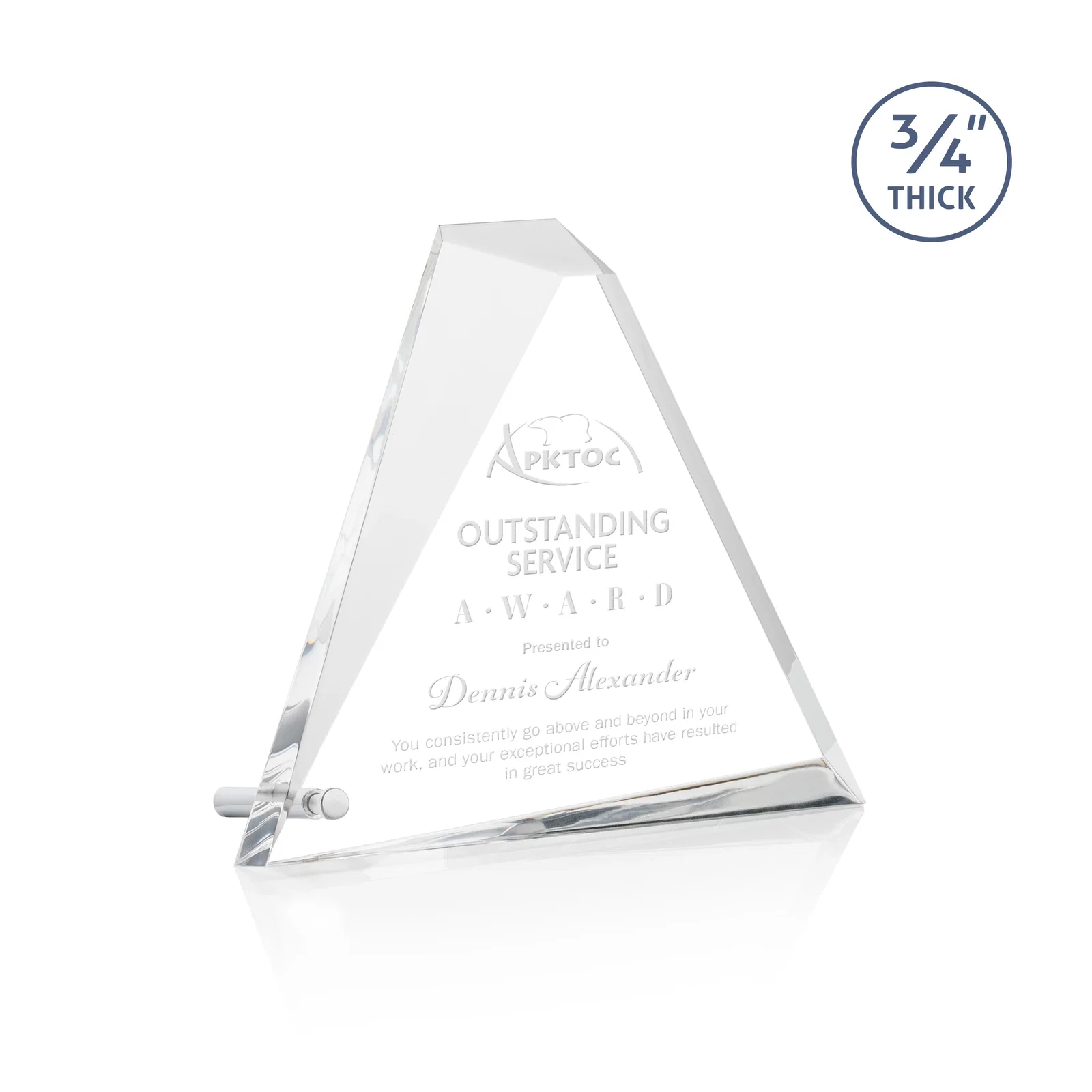 Custom Acrylic Pyramid Award with Deep Facets and Corner Pin for service anniversary gifts