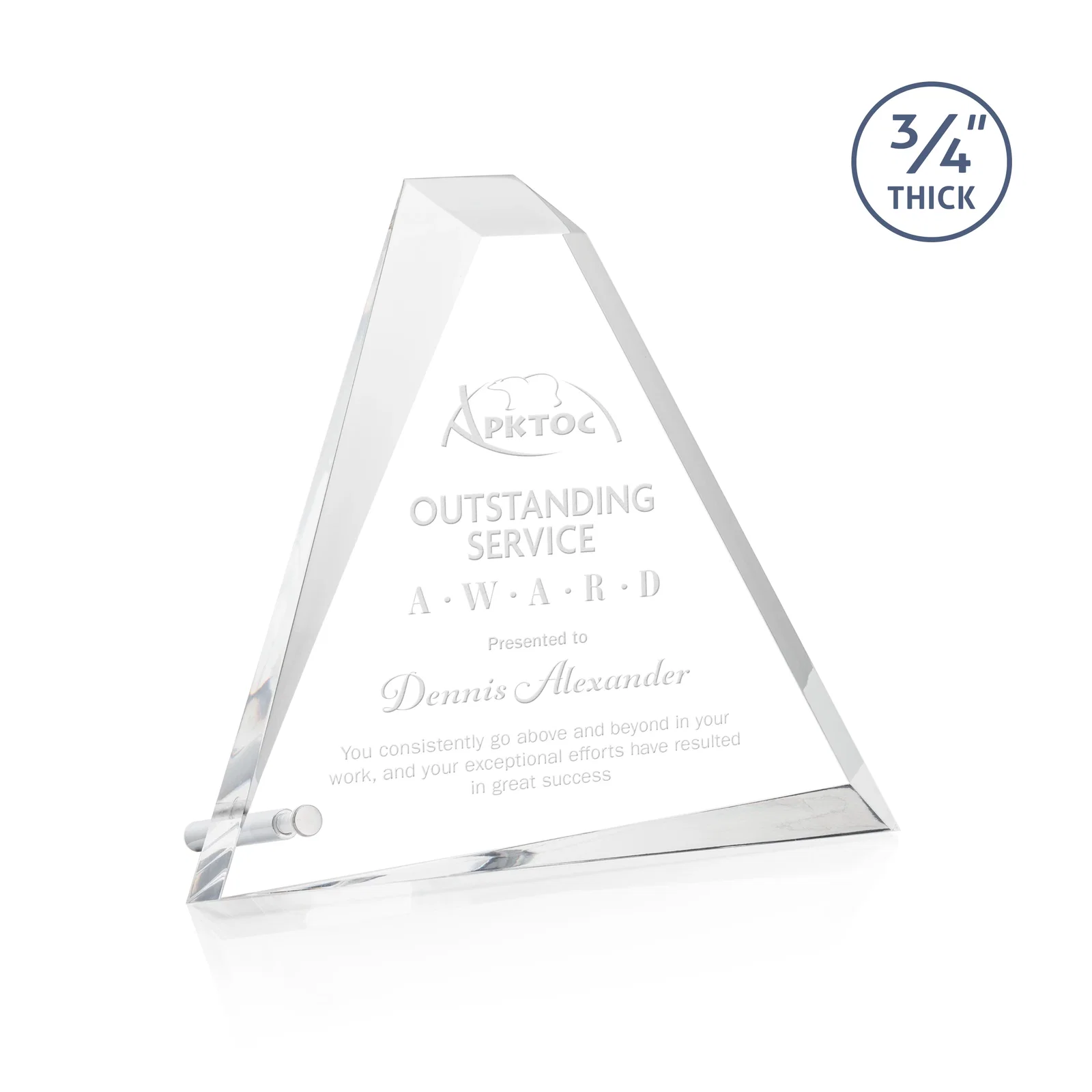 Custom Acrylic Pyramid Award with Deep Facets and Corner Pin for sales achievement awards