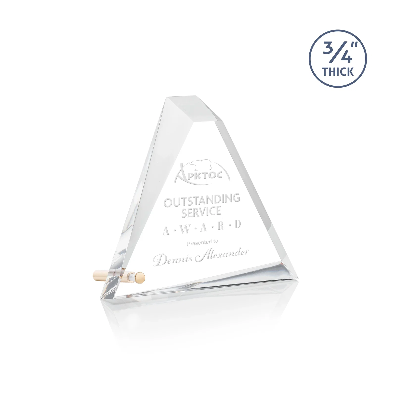 Custom Acrylic Pyramid Award with Deep Facets and Corner Pin for team milestone celebrations