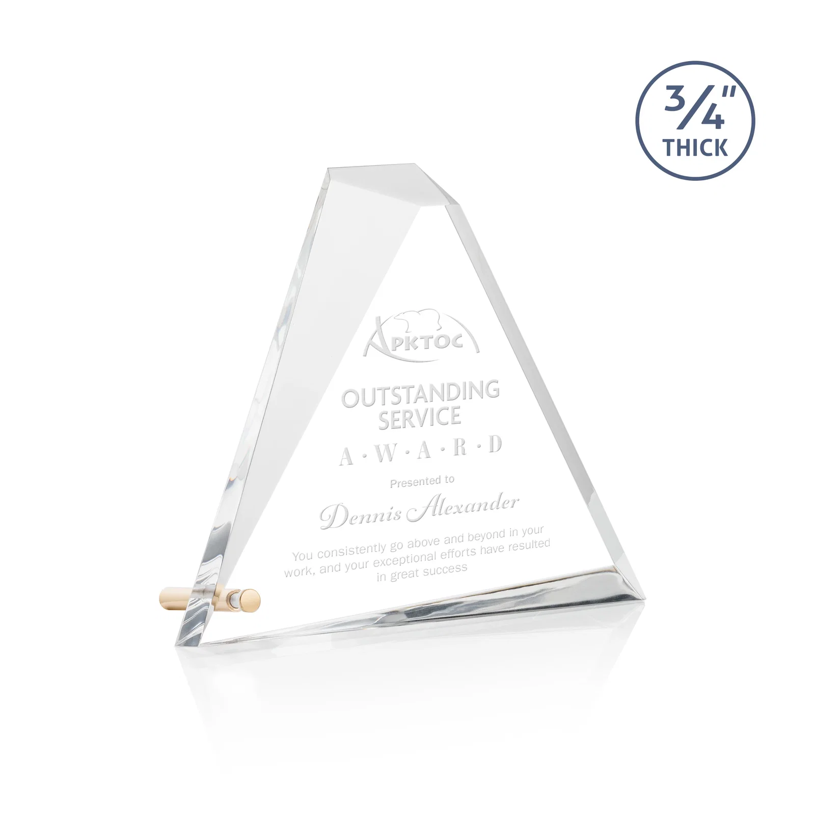 Custom Acrylic Pyramid Award with Deep Facets and Corner Pin for donor appreciation