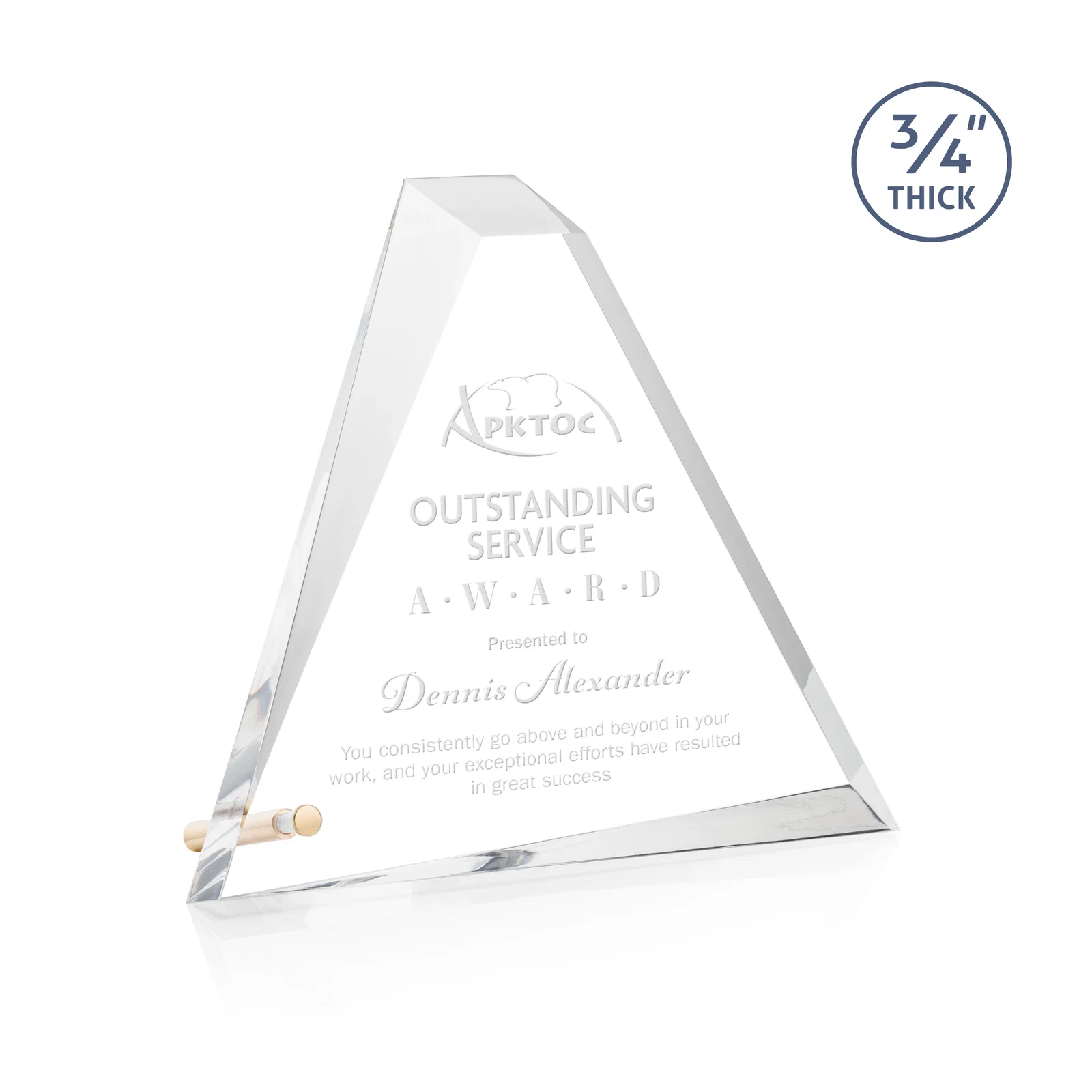 Custom Acrylic Pyramid Award with Deep Facets and Corner Pin for graduation ceremonies