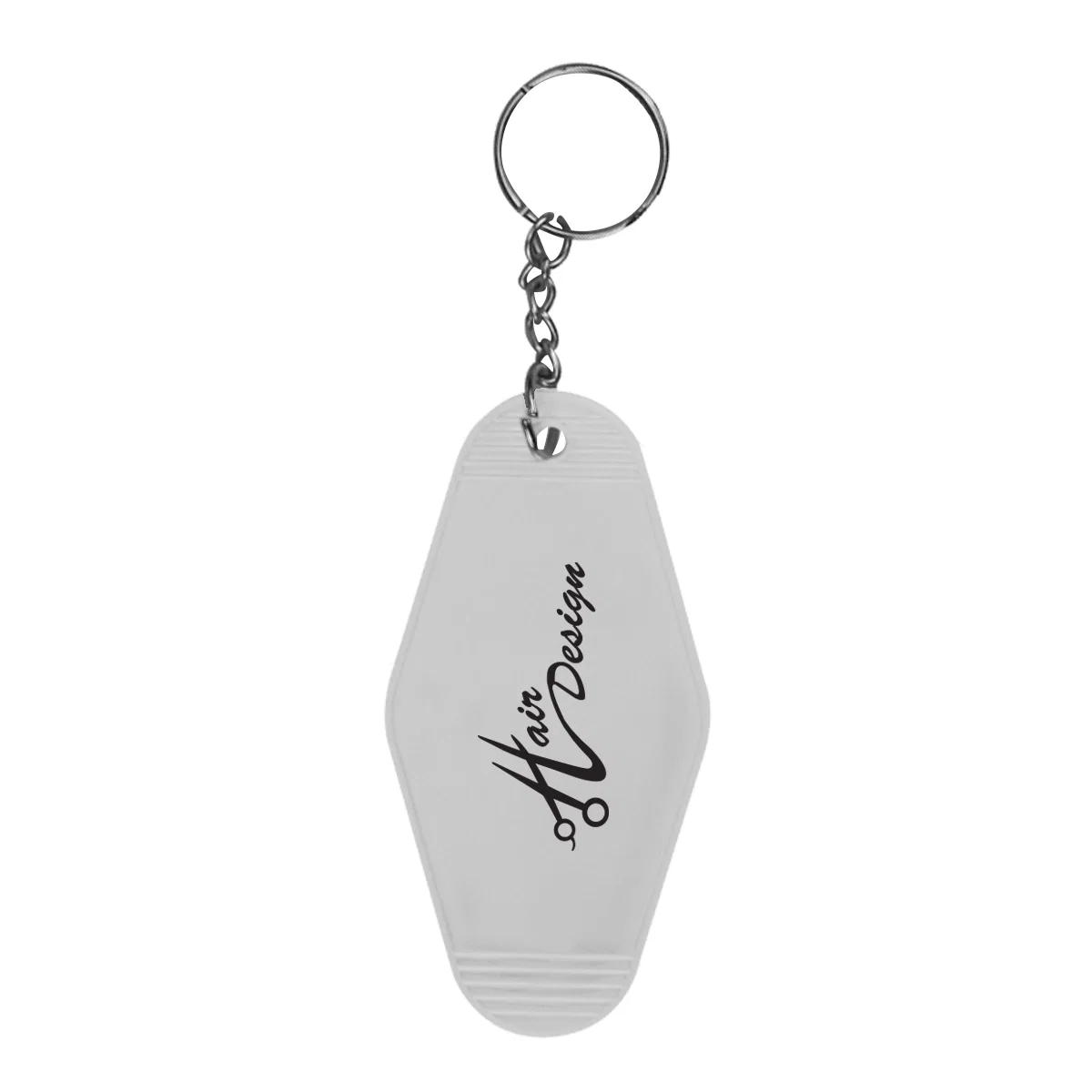 Motel style key ring measuring three and a half inches tall