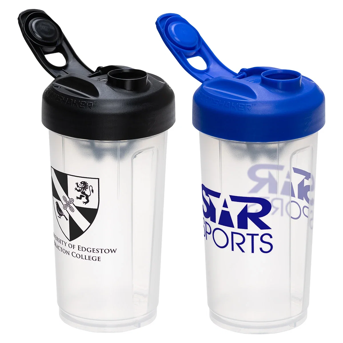 Custom Moto 24 oz Shaker Bottle, front view of the branded shaker bottle