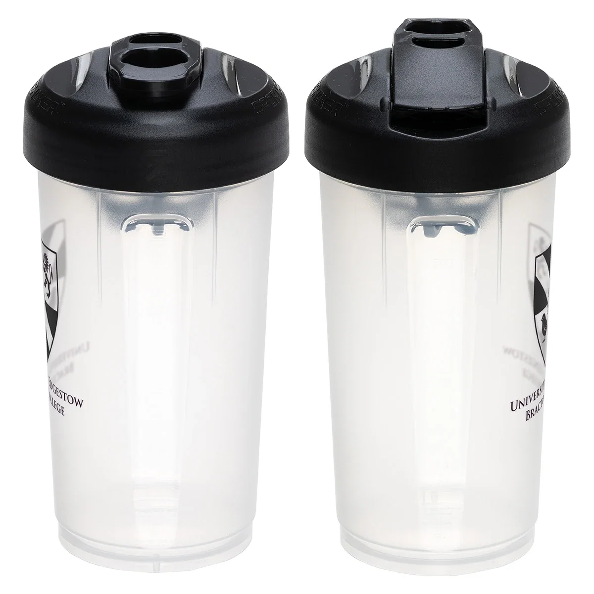 Side profile of the Moto Shaker Bottle showing its wire whisk ball