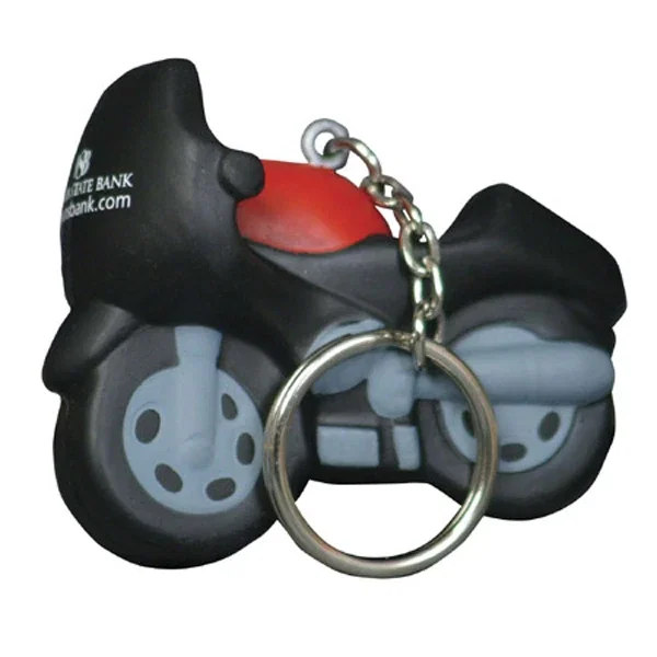 Motorcycle shaped stress reliever key chain