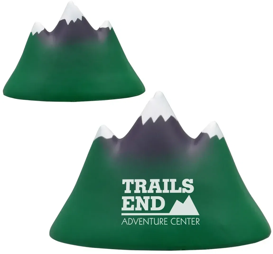 Mountain peak-shaped promotional stress ball for custom logo branding, front view
