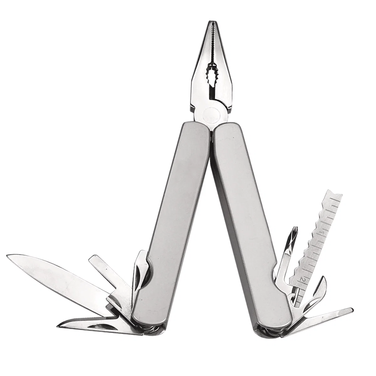 Silver body shown closed at four inches long