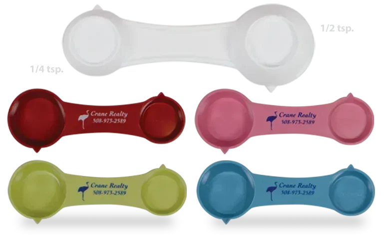 Multi-Use Measuring Spoon. Four-in-one ABS measuring spoon set for cooking brand and real estate gifts