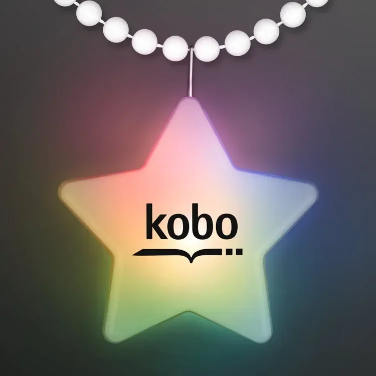 Multicolor LED Glow Star Clip-On Light Badge with White Beads