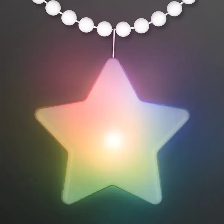 Multicolor LED Glow Star Clip-On Light Badge with White Beads — view 2