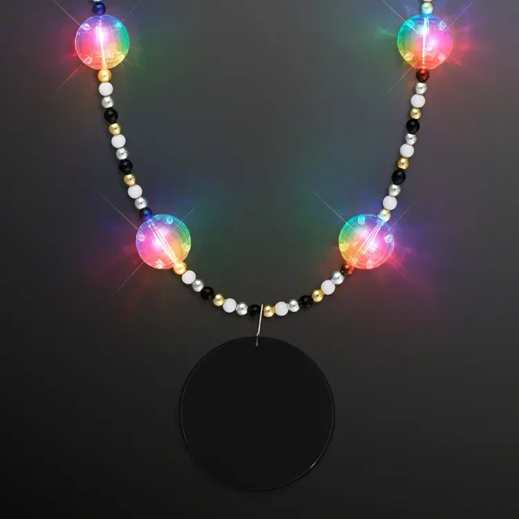 Multicolor Light Beads with Black Medallion — view 2