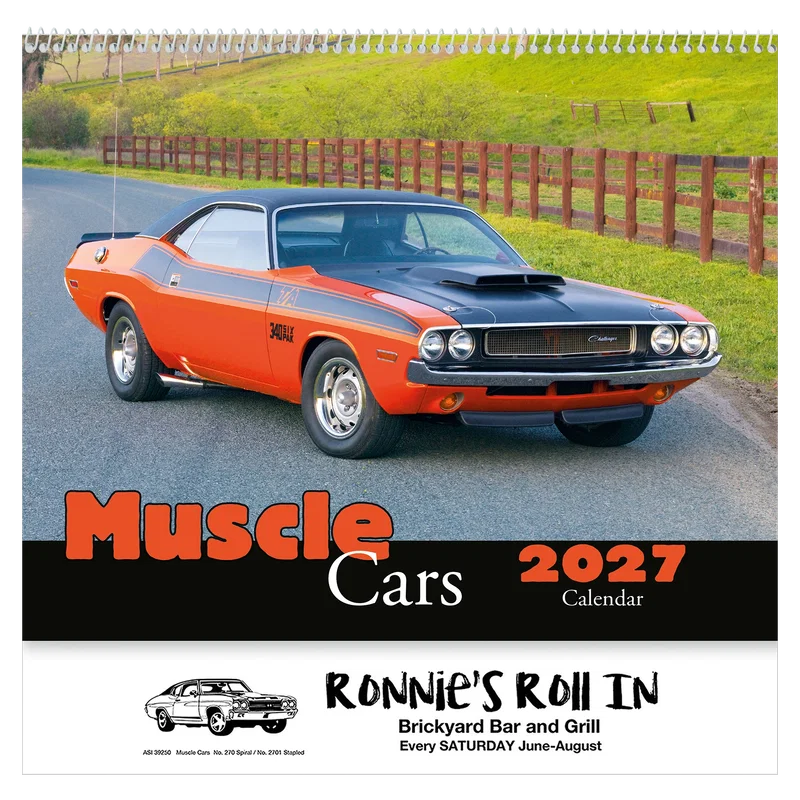 Muscle Cars Wall Calendar: 2025 Spiral Bound