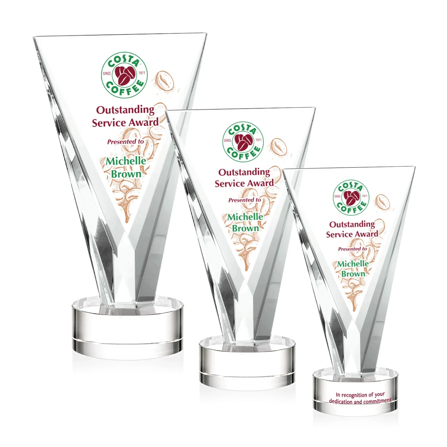 Personalized Optical Crystal Award in Solid Matching Color, awards for retirement presentations