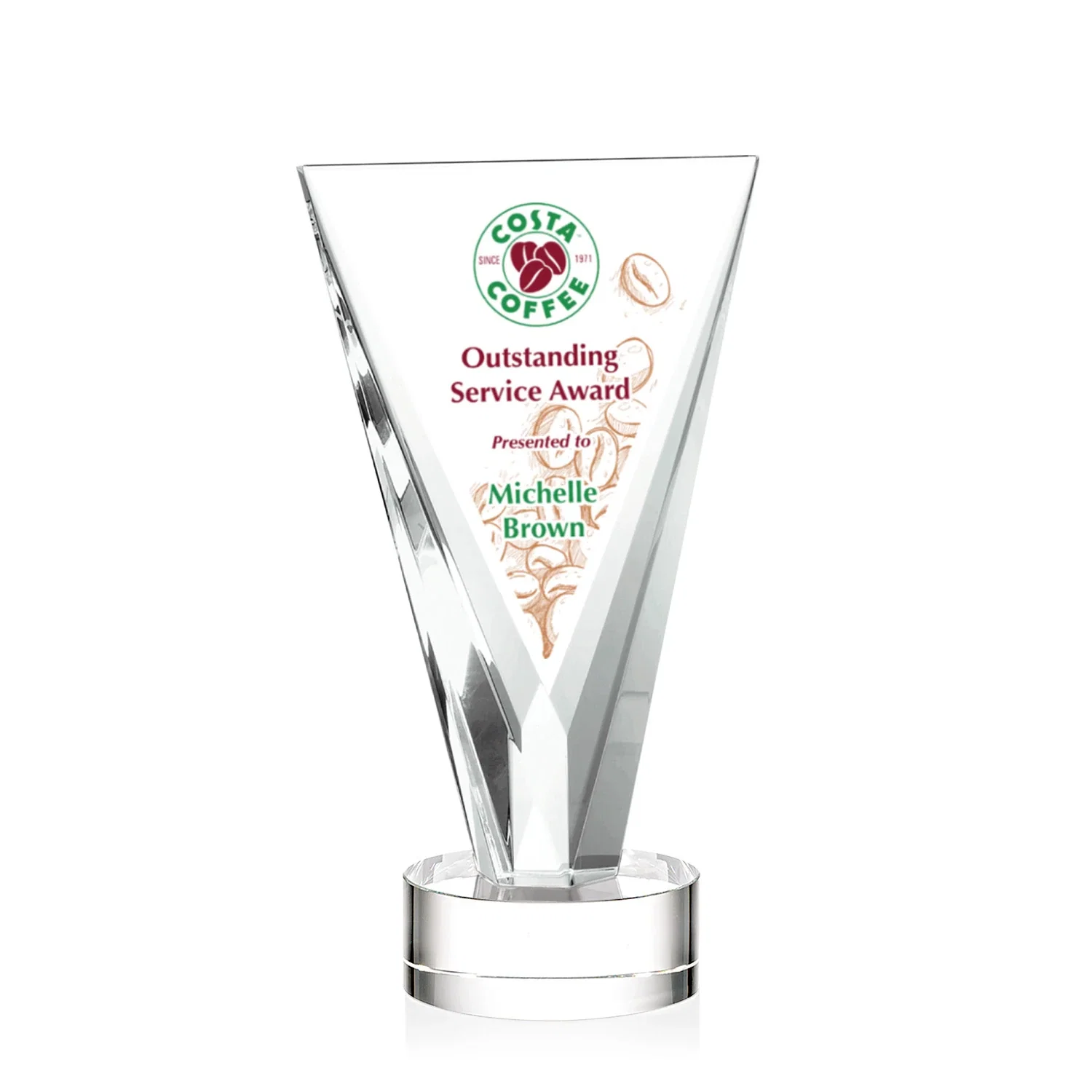 Personalized Optical Crystal Award in Solid Matching Color, awards for team milestone celebrations