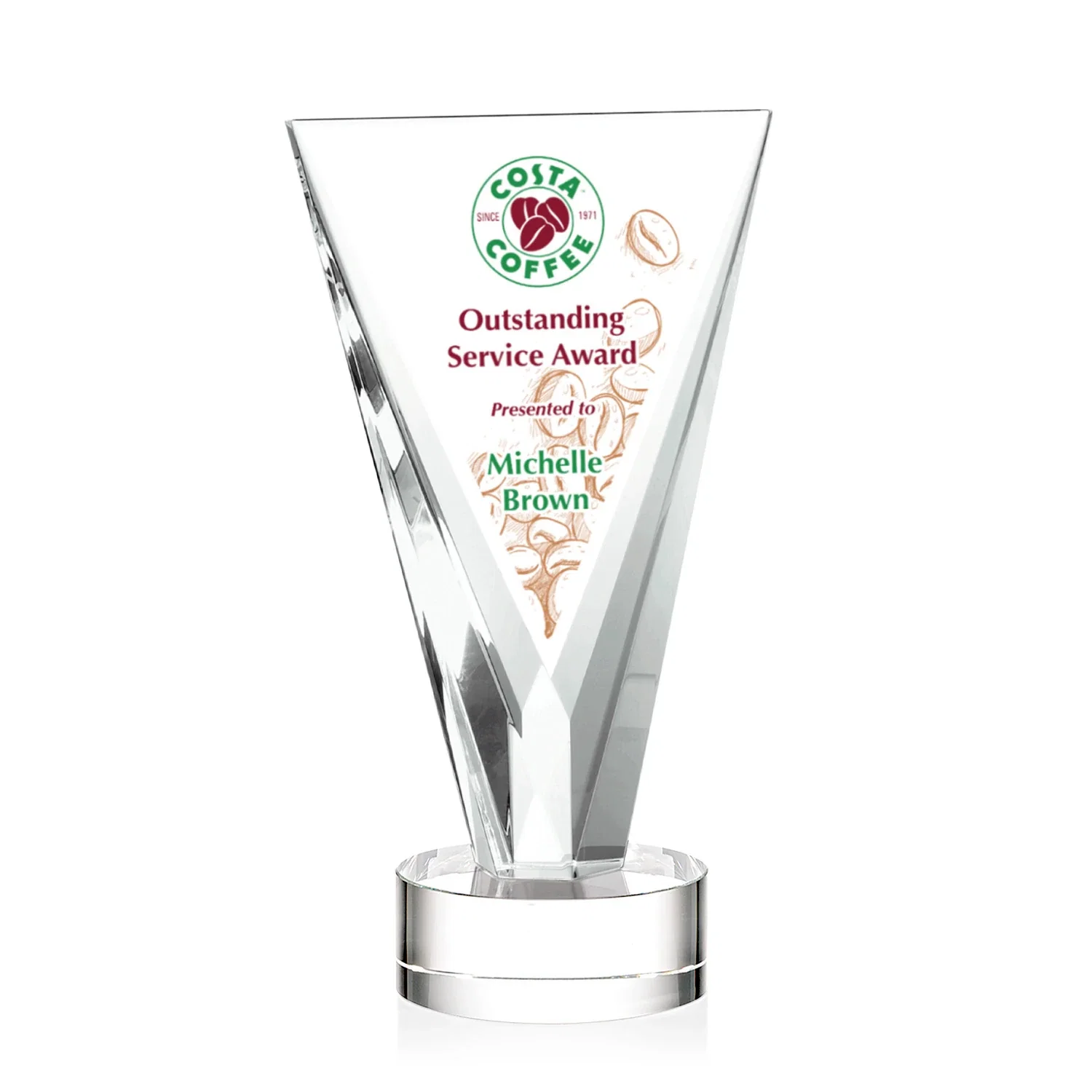 Personalized Optical Crystal Award in Solid Matching Color, awards for donor appreciation