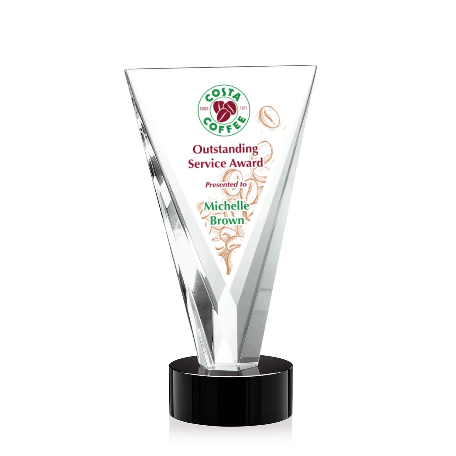 Personalized Optical Crystal Award in Solid Matching Color, awards for volunteer appreciation
