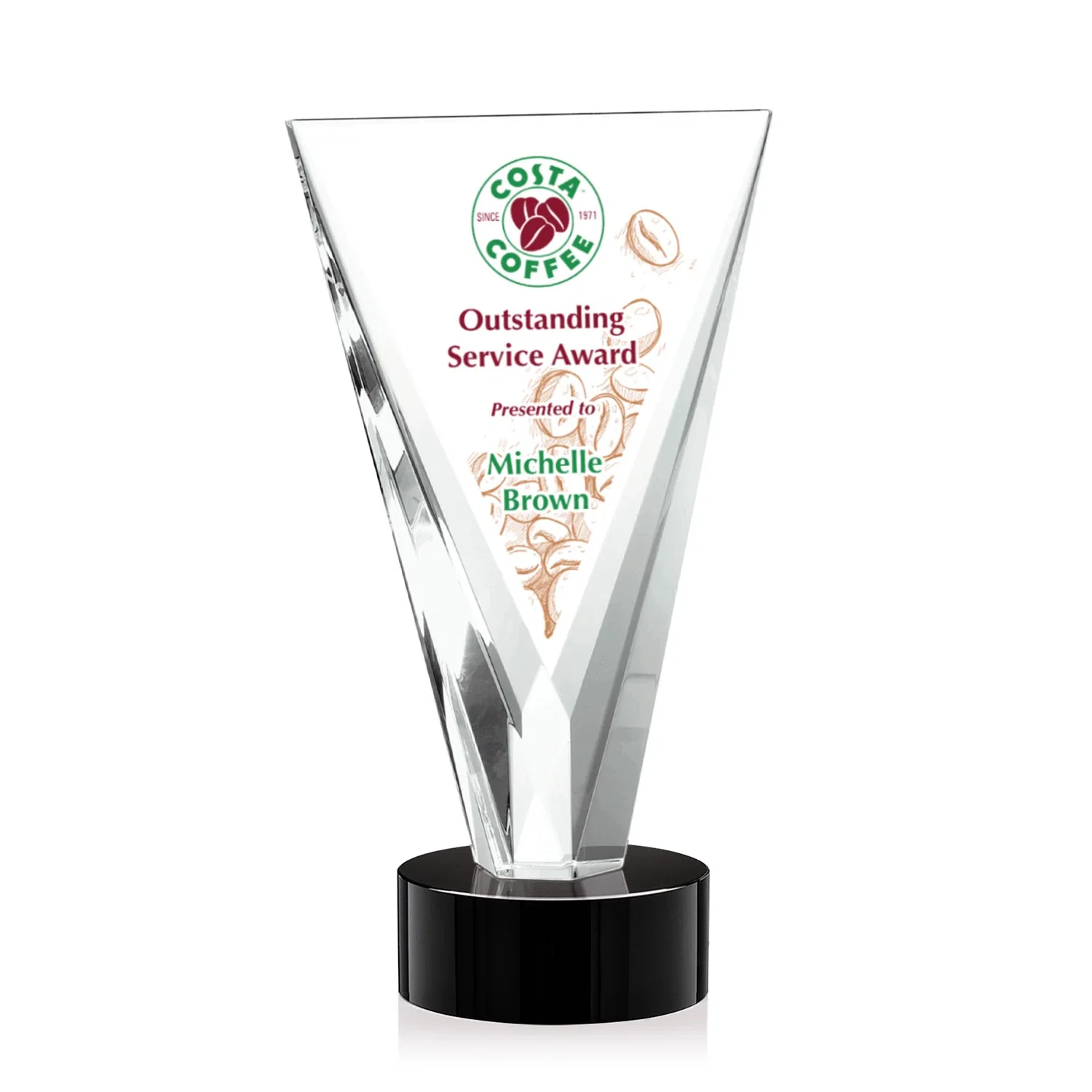 Personalized Optical Crystal Award in Solid Matching Color, awards for dealer and partner awards